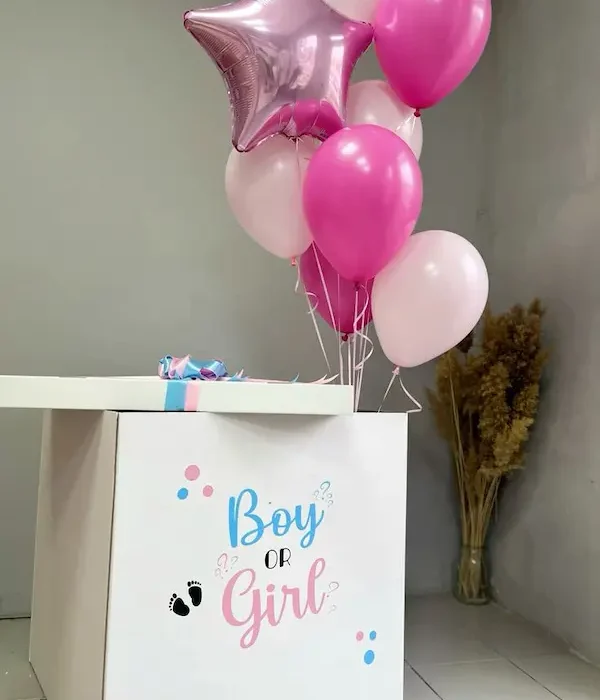 Caja sorpresa con globos (espacios pequeños)